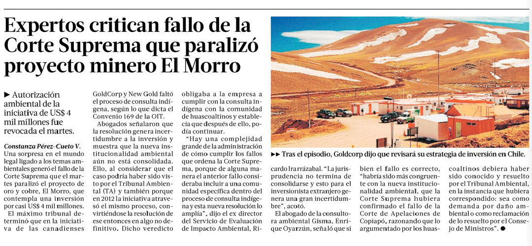 Expertos critican fallo de la Corte Suprema que paralizó proyecto minero El Morro