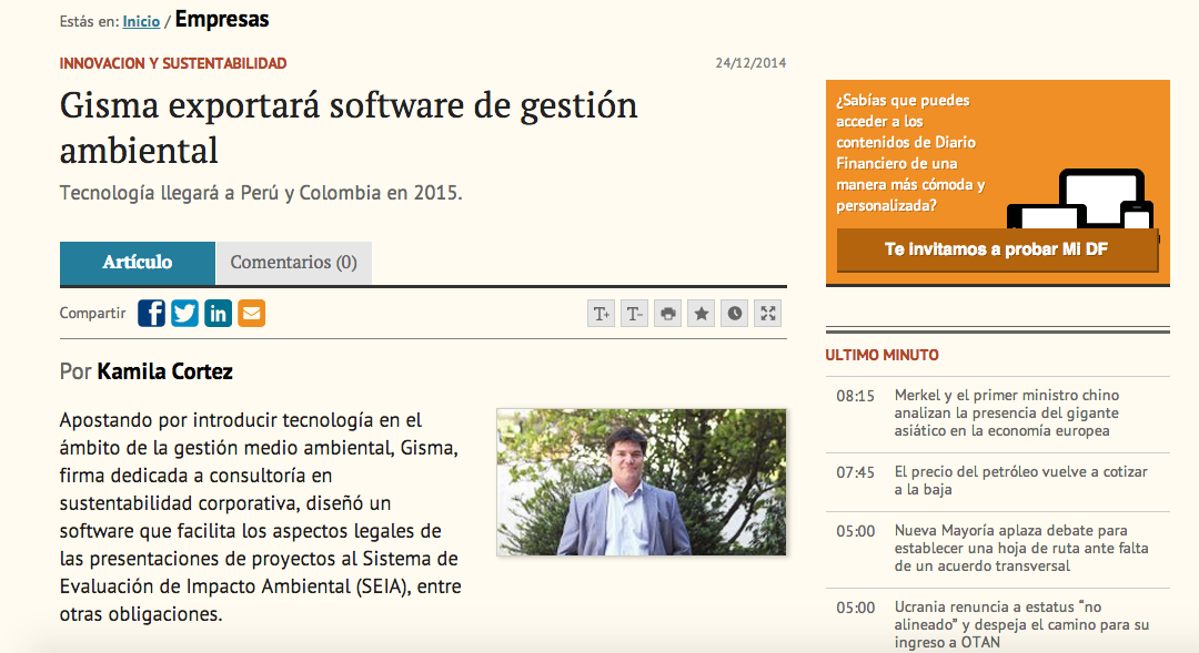 Gisma exportará software de gestión ambiental