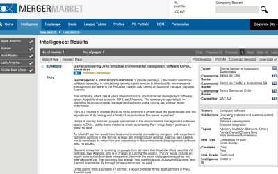 Gisma considering joint venture to introduce environmental management software to Peru