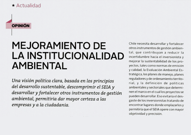 Mejoramiento de la institucionalidad ambiental